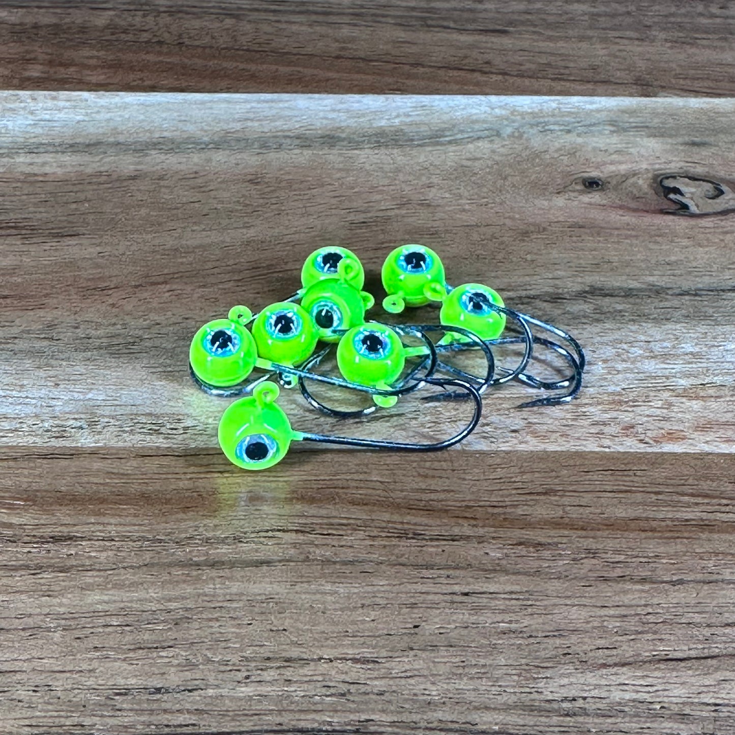 BOOM BAITS 1/16th oz Jig Head with Mustad #4 Hook color chartreuse