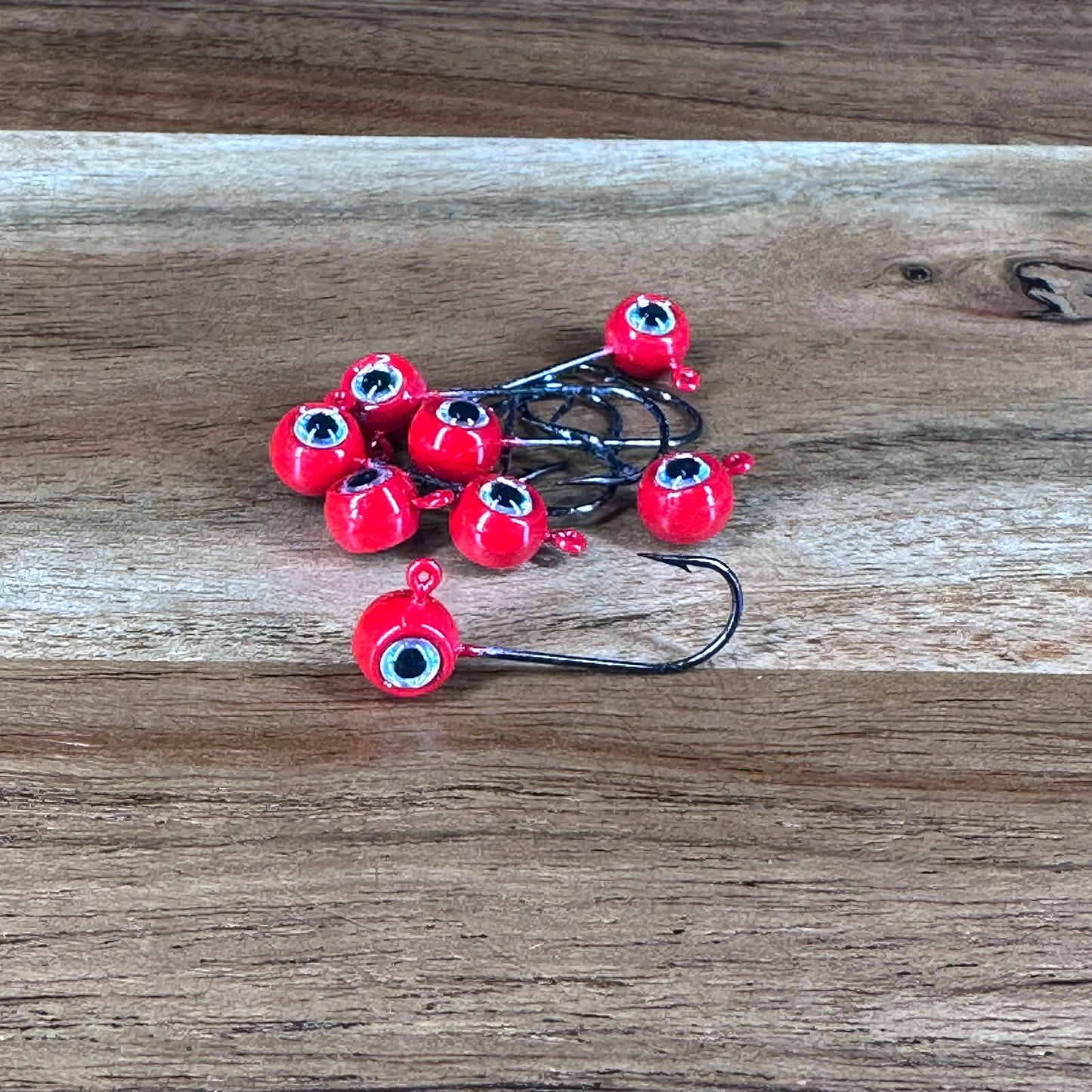 BOOM BAITS 1/16th oz Jig Head with Mustad #4 Hook color red